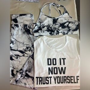 SHEIN Black and White Activewear Set